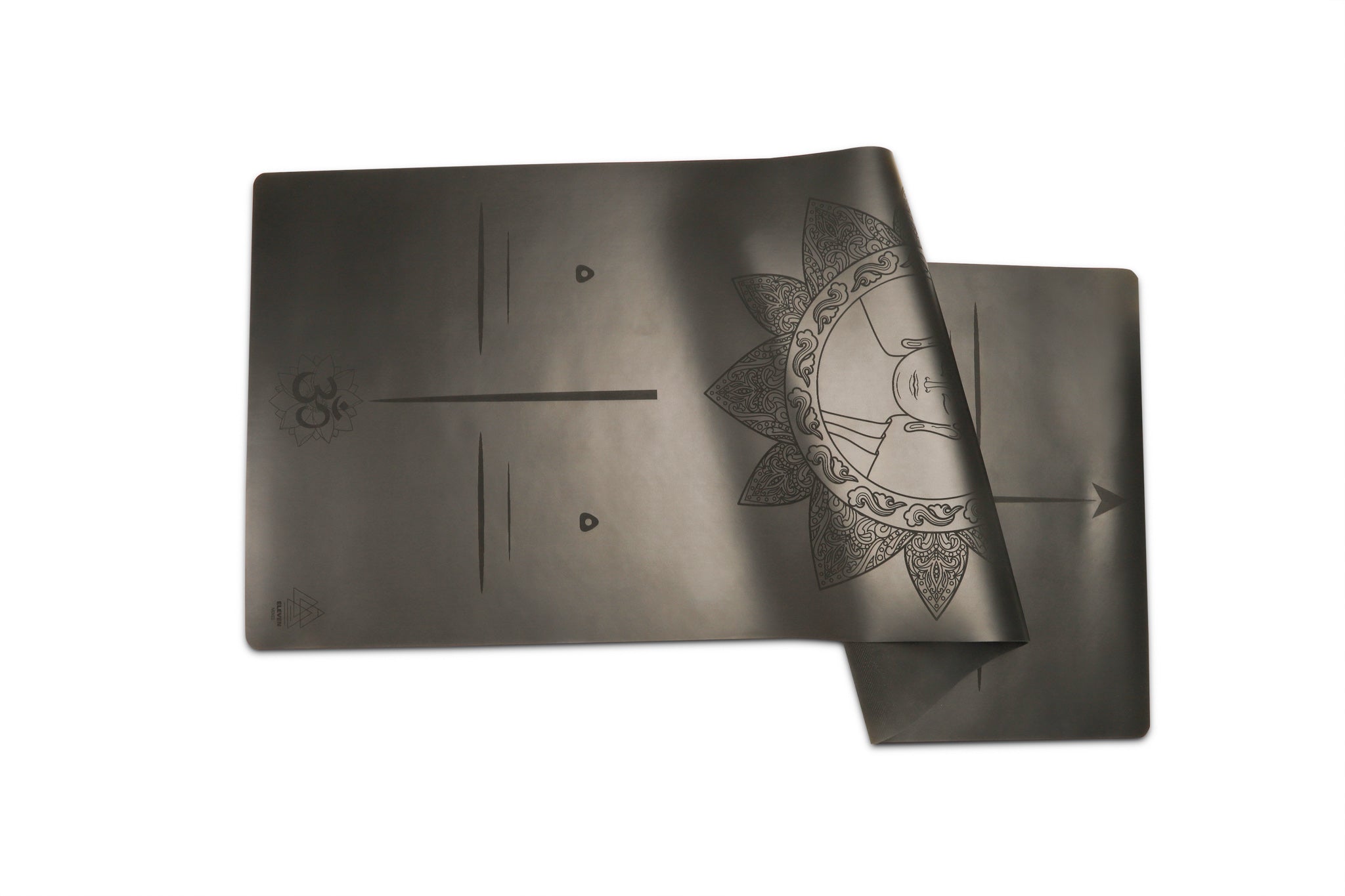 Buddha with Mandala and Om symbol Yoga Mat | Black