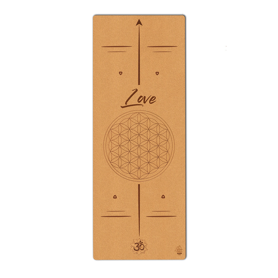 Flower of Life with the word Love Yoga Mat | Cork