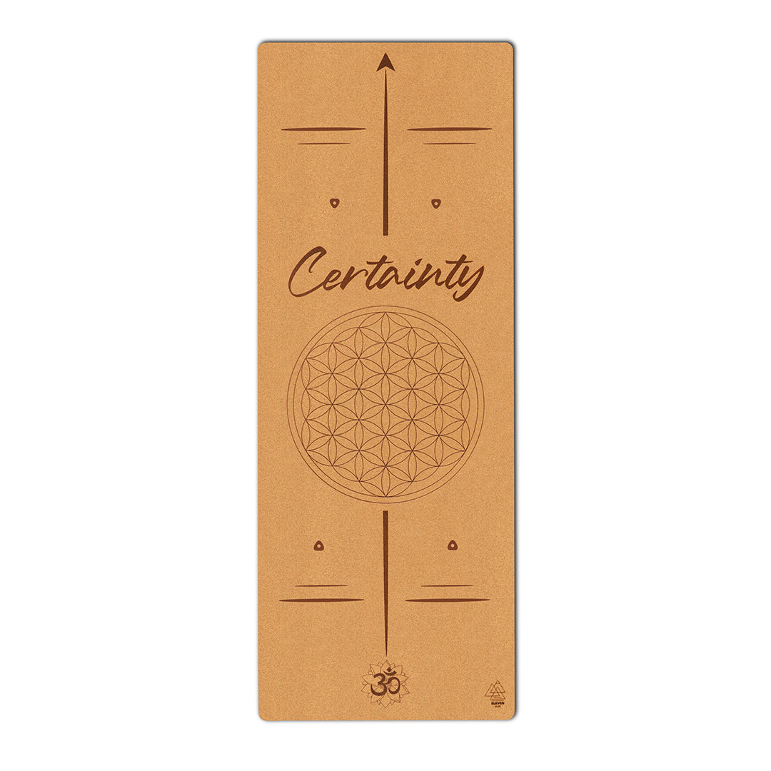 Flower of Life with the word Certainty Yoga Mat | Cork
