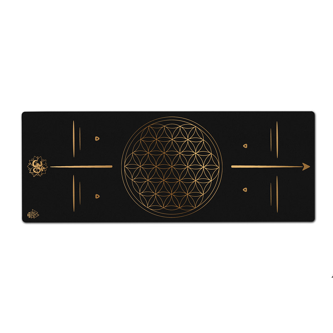 Flower of Life Yoga Mat | Black with Gold