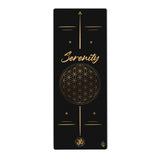 Flower of Life with the word Serenity Yoga Mat | Black with Gold